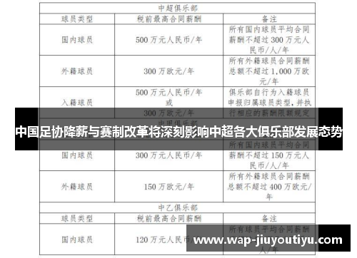 中国足协降薪与赛制改革将深刻影响中超各大俱乐部发展态势