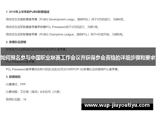 如何报名参与中国职业联赛工作会议并获得参会资格的详细步骤和要求