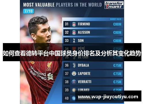 如何查看德转平台中国球员身价排名及分析其变化趋势